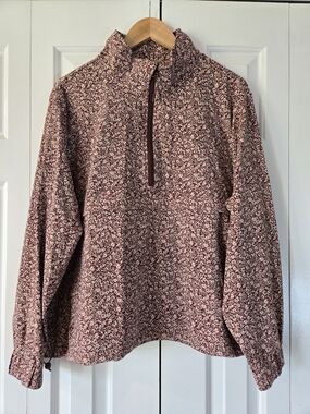 Floral Half-Zip Pullover in Burgundy and Cream